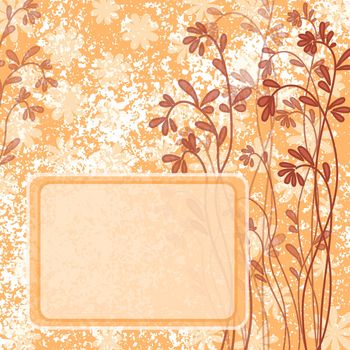 Abstract floral holiday background with flowers silhouettes and frame