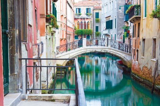 Beautiful bridge over a canal in Venice, Italy