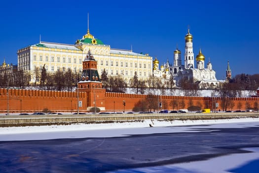 Famous Moscow Kremlin with its beautiful churches, Russia