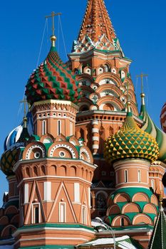 Domes details of St Basil's Cathedral on Red Square, Moscow, Russia