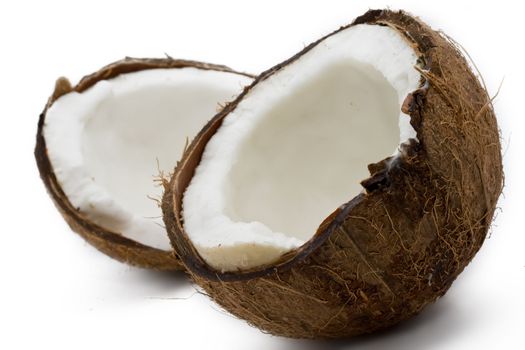 Fresh coconut on white isolated background