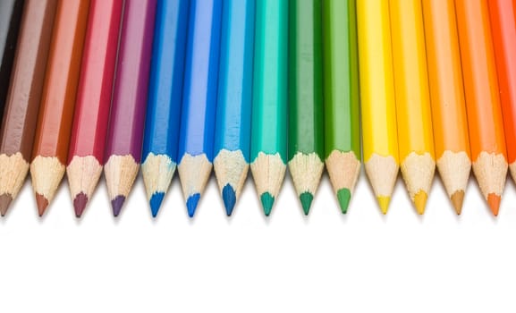 Coloured pencils isolated on white background