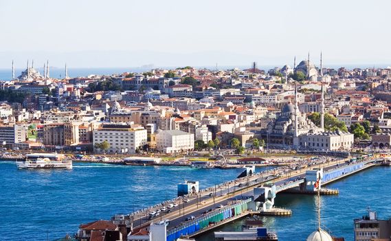 View from Galata tower to Golden Horn, Istanbul, Turkey