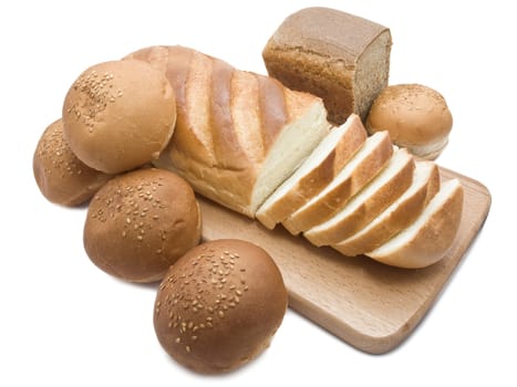 Different types of bread isolated on white