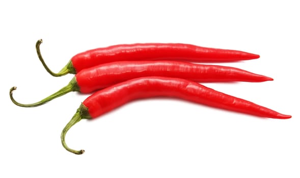 Red hot chili peppers isolated on white
