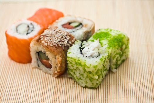 Traditional Japanese food Sushi, close-up