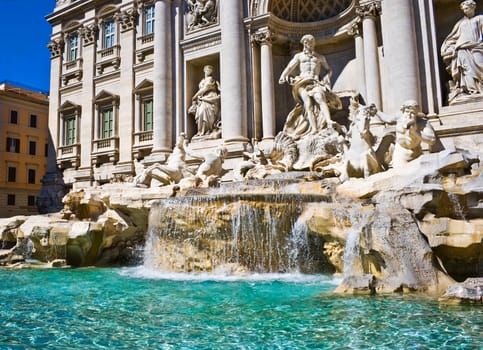 Famous Trevi Fountain in the center of Rome, Italy