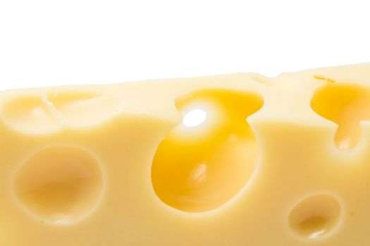 Holes in cheese, close up