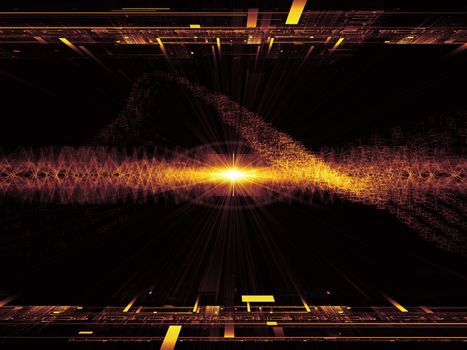 Composition of  fractal grids, lights  and technological elements to serve as a supporting backdrop for projects on science, computing and modern technologies