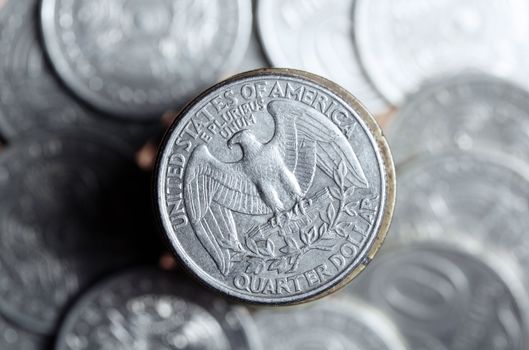Macro photo of the USA quarter dollar coin