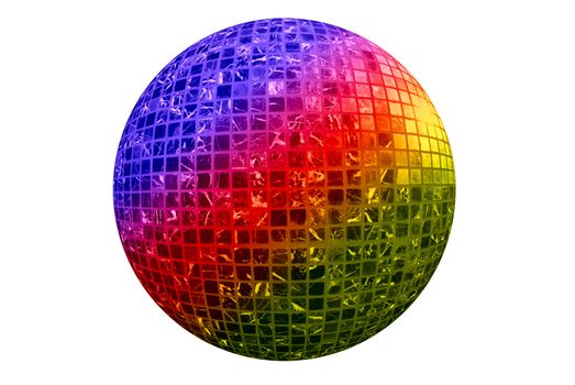 Color disco ball isolated on white background