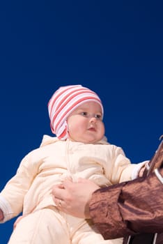 Small baby on mother hands