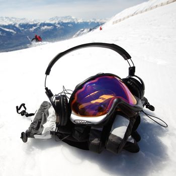 snowboard mask in mountains