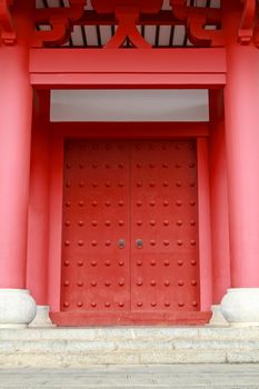 Red door China traditional style at temple