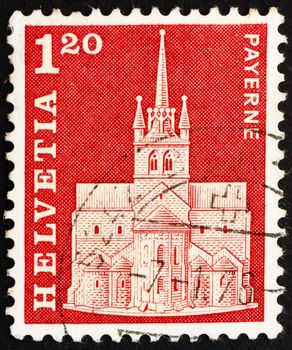 SWITZERLAND - CIRCA 1968: a stamp printed in the Switzerland shows Abbey Church, Payerne, Switzerland, circa 1968
