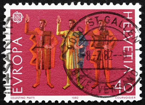 SWITZERLAND - CIRCA 1982: a stamp printed in the Switzerland shows Oath of Eternal Fealty, circa 1982