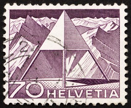 SWITZERLAND - CIRCA 1949: a stamp printed in the Switzerland shows Triangulation Point, circa 1949