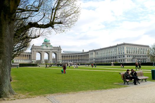 Cinquantennaire Park in Brussels in spring 