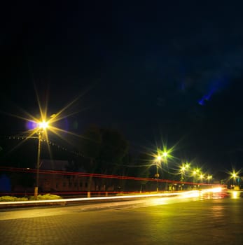 Traffic in the city by night