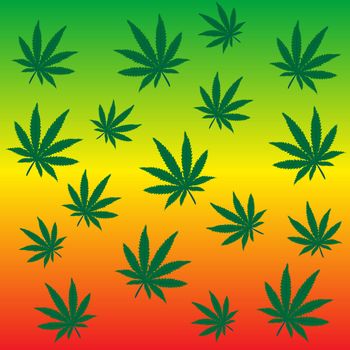 Rastafarian background with marijuana leaves