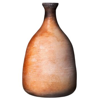 Antique clay jug isolated on white background