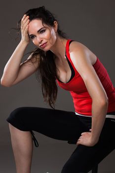 An attractive woman resting after exercise