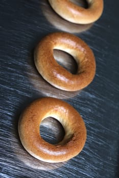 pastry rings on a steel plate
