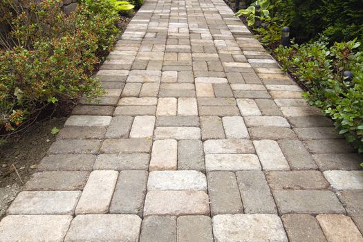 Garden Brick Pavers Path Walkway with Basket Weave Pattern