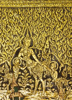 Art thai painting on wall in temple, Generality in Thailand, any kind of art decorated in Buddhist church etc. created with money donated by people, no restrict in copy or use