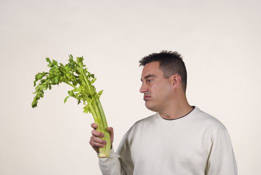 Guy not too pleased with his vegetables