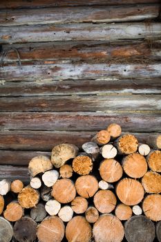 Stock photo: an image of  logs at the wooden wall