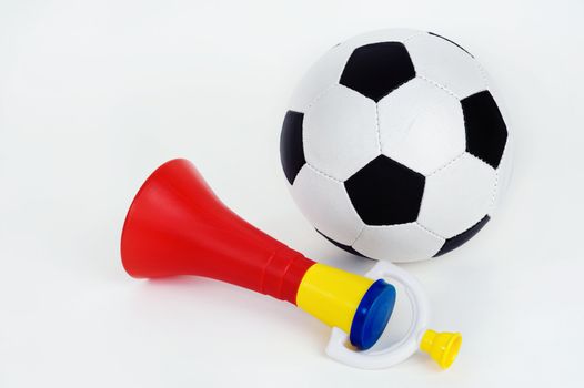 An image of football soccer fan trumpet with ball