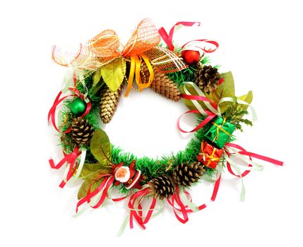 Images of Christmas wreath on white background
