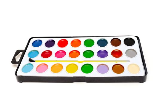 An image of a palette of bright aquarelle