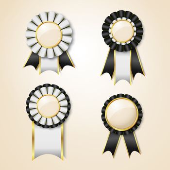 Set of black vector prize ribbons with place for text
