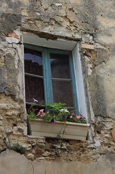 Window with flowers and plants in the Provence, France