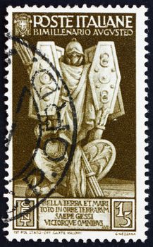 ITALY - CIRCA 1937: a stamp printed in the Italy shows Army Trophies, 2000th Anniversary of the Birth of Emperor Augustus Caesar Octavianus, circa 1937