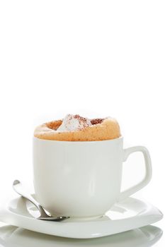 A cup of cappuccino on white background as a studio shot