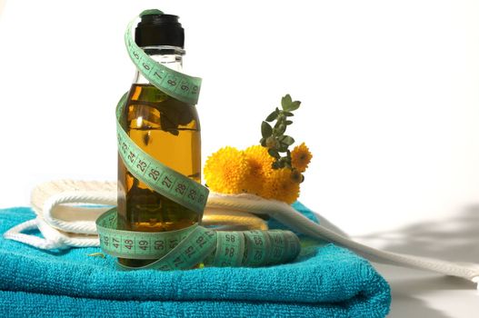 An image of oil and towel in bathroom