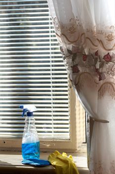 Cleaning means for window cleaning on a window-sill