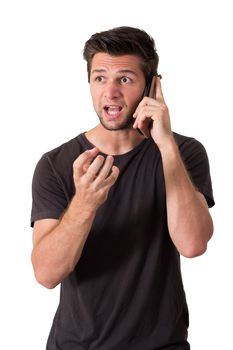 Young Man Talking On The Phone And Very Angry