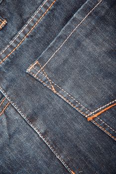 Pocket of the jeans. Close-up photo