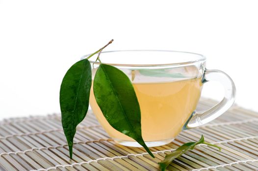 An image of a cup of fresh green tea