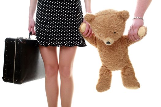 An image of a woman holding teddy-bear