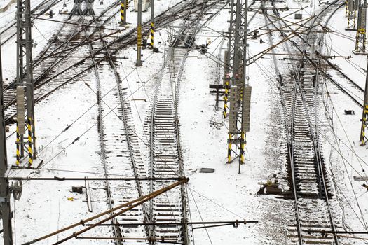 An image of railroad in Prague bird's-eye view