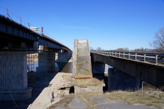 The destroyed bridge is between two bridges