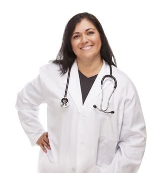 Attractive Female Hispanic Doctor or Nurse Isolated on a White Background.