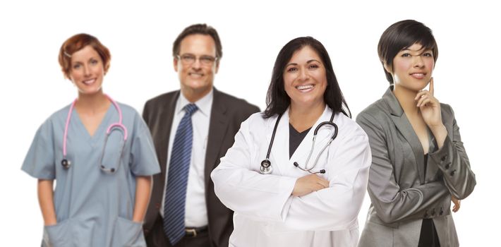 Small Group of Medical and Business People Isolated on a White Background.
