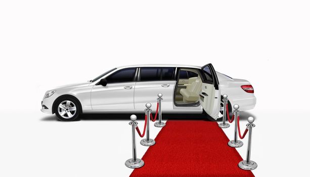 Image of white limo and red carpet