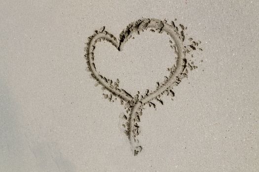 A heart drawn in the sand on a beach